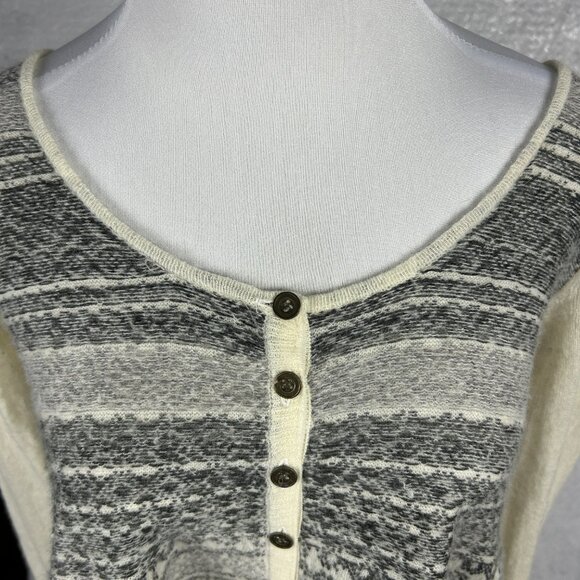 Free People Cardigan‎ Womens M Babydoll Boho Angora Blend Grey Cream Fair Isle - Picture 4 of 11